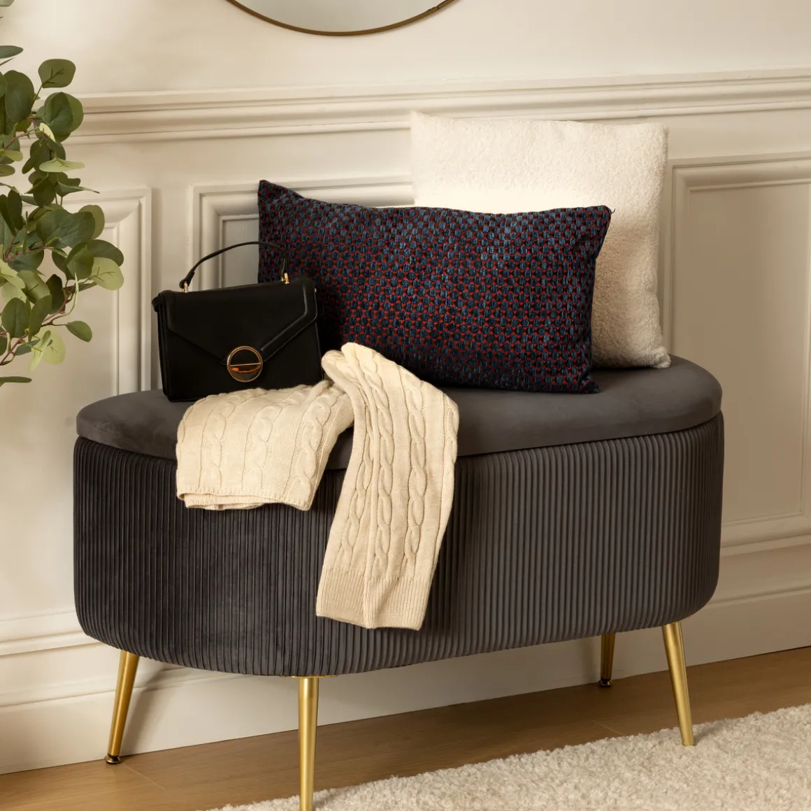 Banc coffre velours "Solaro"