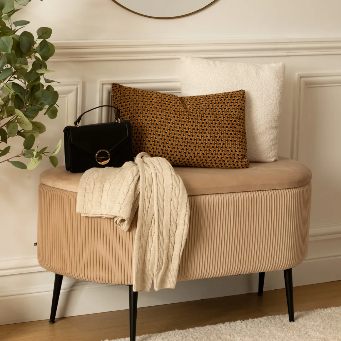 Banc coffre velours "Solaro"