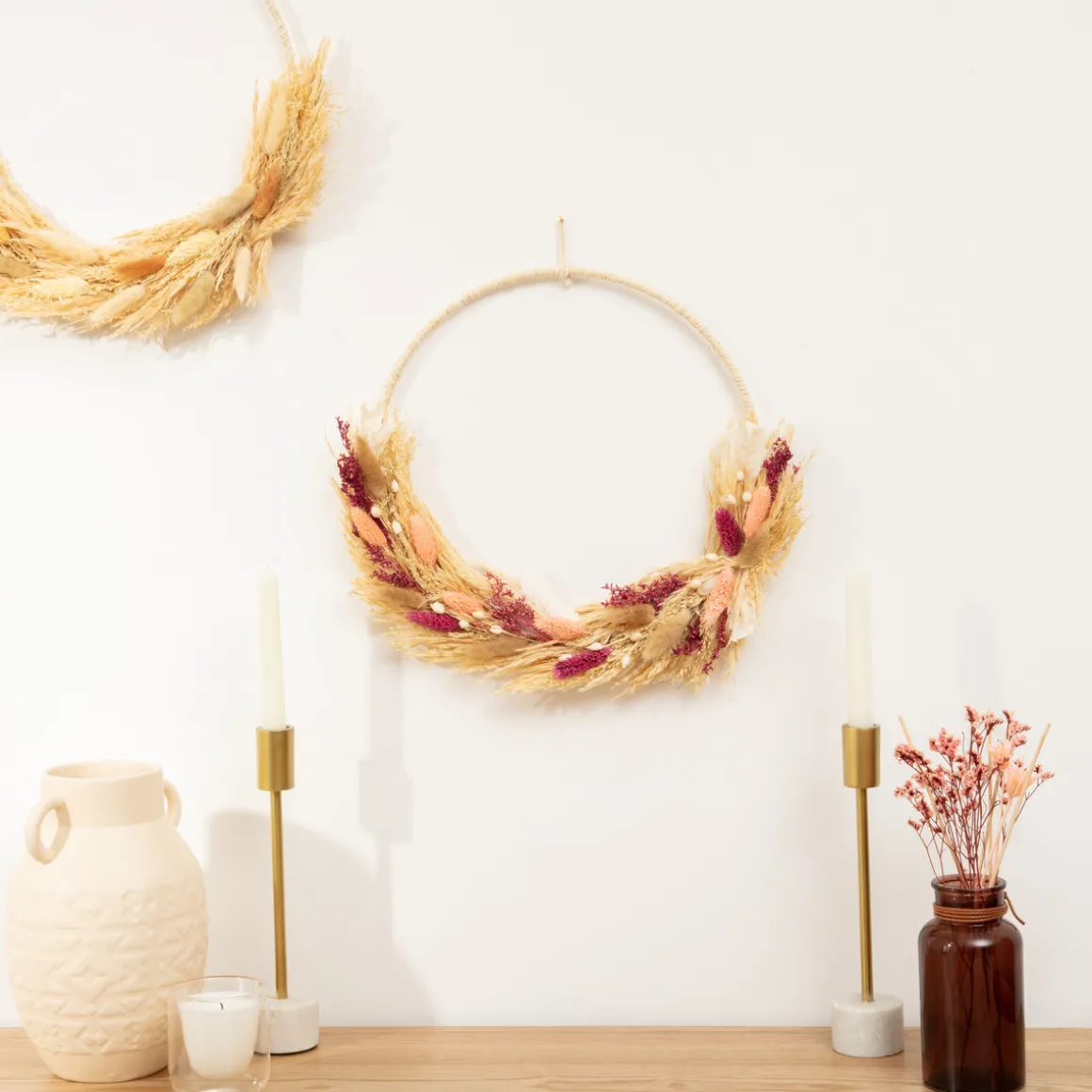 Couronne de fleurs séchées