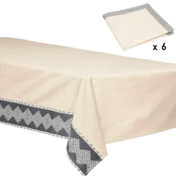 Ensemble nappe et 6 serviettes "Inuit", coton