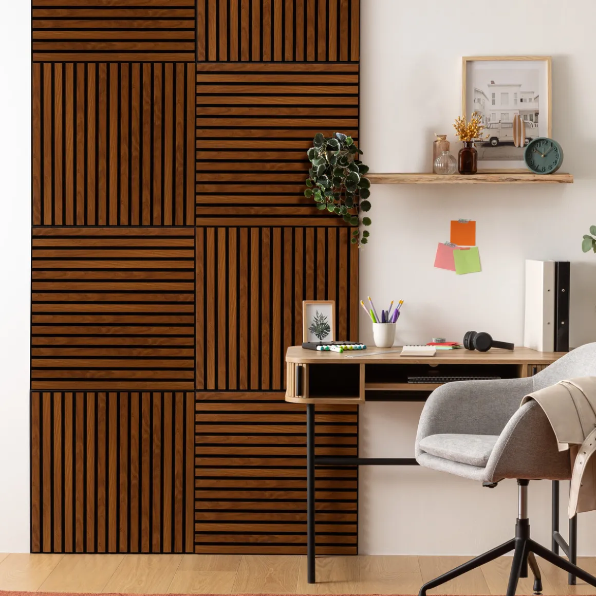 Lot de 2 panneaux décoratifs tasseaux bois Colva