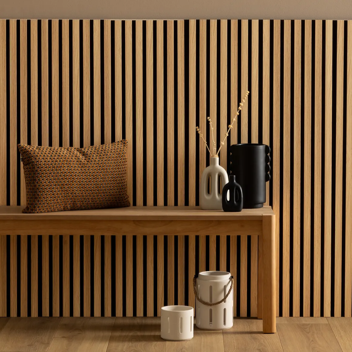 Lot de 3 panneaux décoratifs tasseaux bois Colva