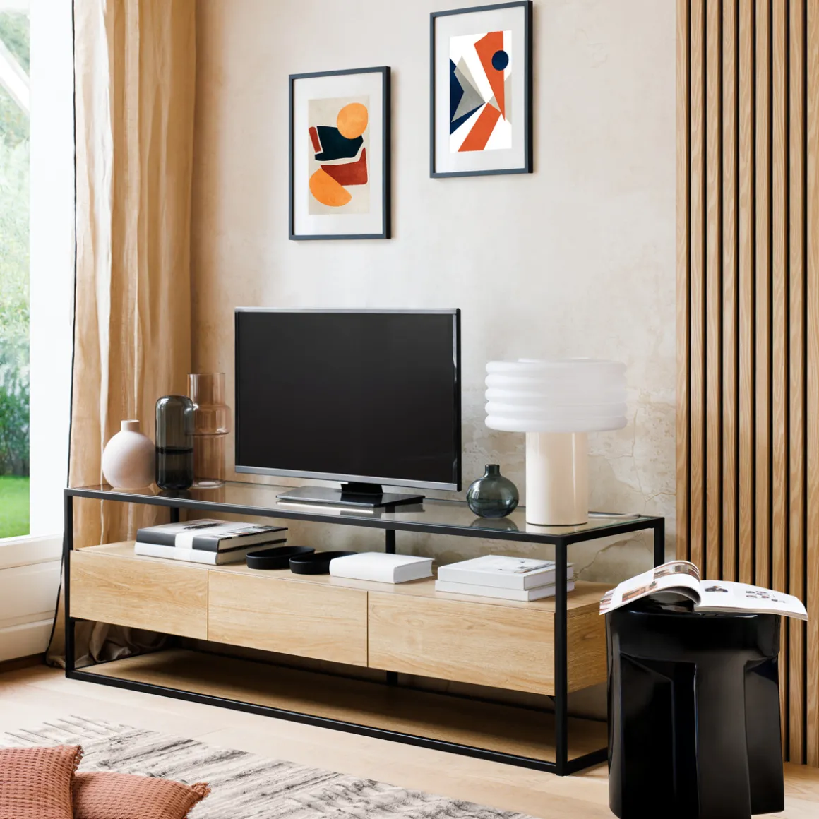 Lot de 2 panneaux décoratifs tasseaux bois Colva