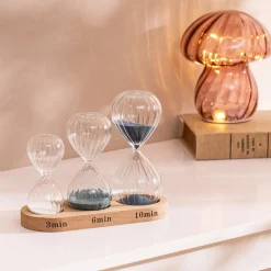 Lot de 3 sabliers avec support bois