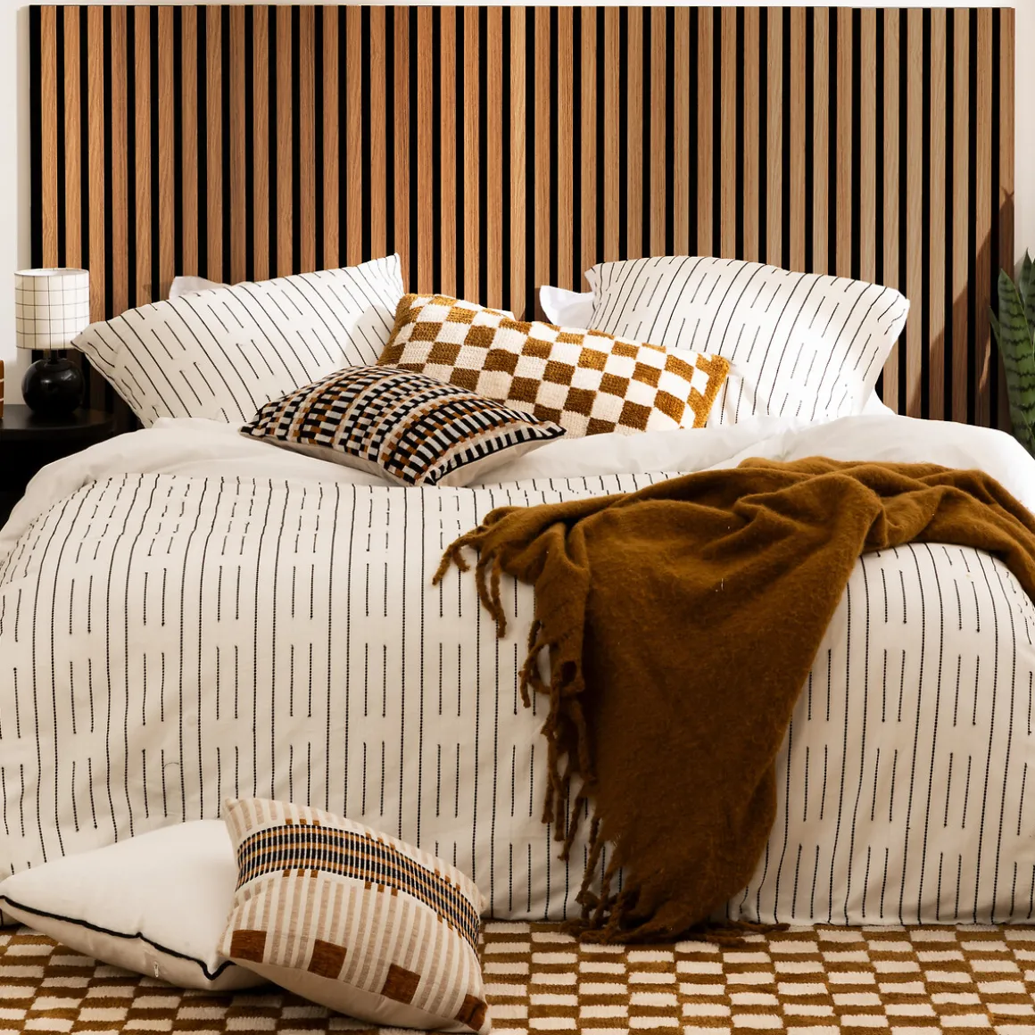 Panneau décoratif tasseaux bois Colva - 120x60x2,1 cm - Effet noyer