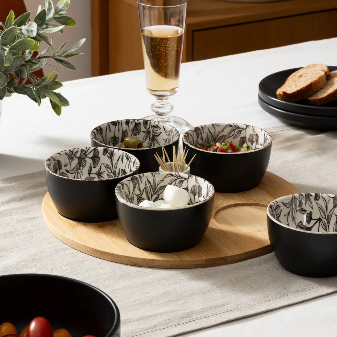 Service apéritif 7 pièces "White Floral"