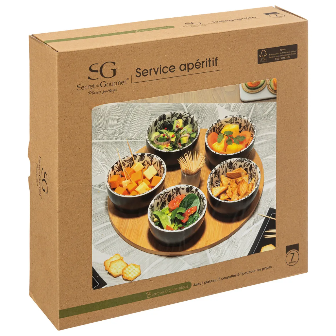 Service apéritif 7 pièces "White Floral"