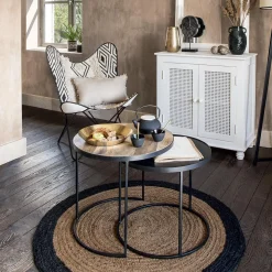 Tapis en jute bord noir