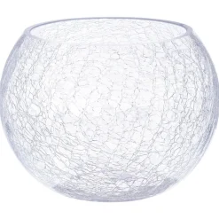 Vase boule, verre craquelé
