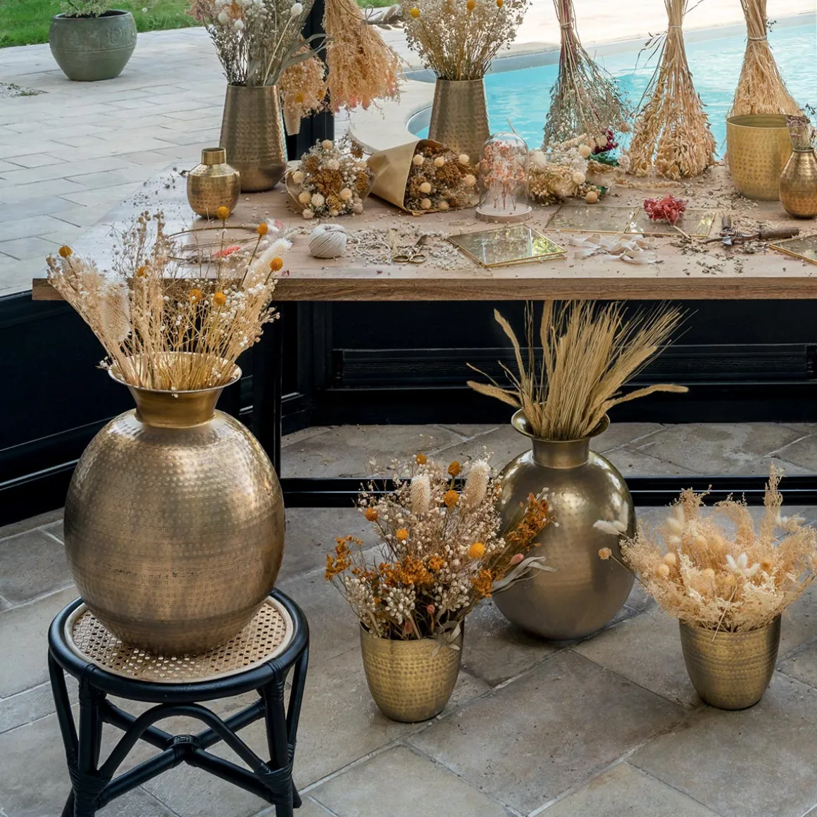 Vase "Oasis", métal martelé